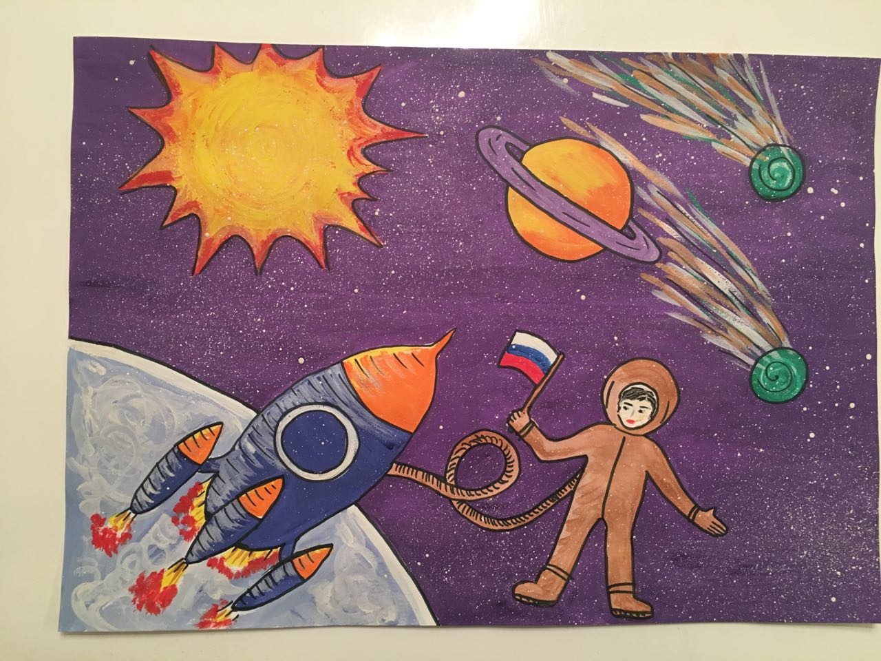 Рисунок на тему космос 7 класс карандашом